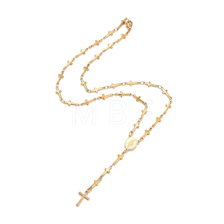 304 Stainless Steel Rosary Bead Necklaces NJEW-E133-02G-1