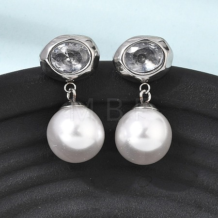 304 Stainless Steel Pave Clear Cubic Zirconia Stud Earrings SA-CBADCF0-01P-1