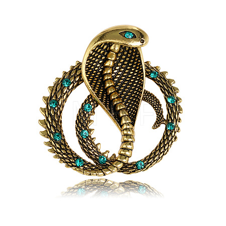 Snake Alloy Rhinestone Safety Pin Brooch PW-WGC1B3E-02-1