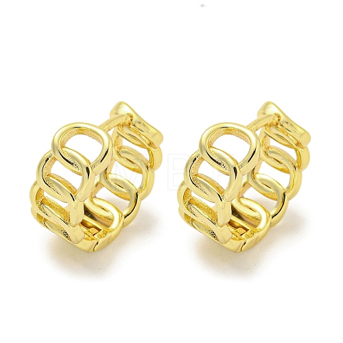 Chain-Shaped Brass Hoop Earrings EJEW-L211-009B-G-1