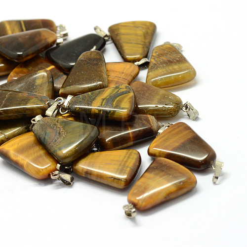 Trapezoid Natural Tiger Eye Pendants G-Q359-13-1