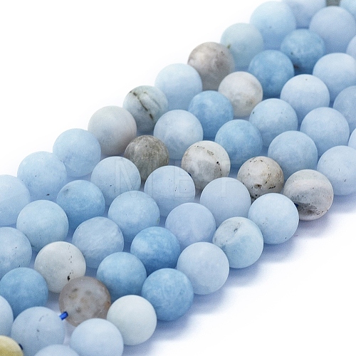 Natural Aquamarine Beads Strands G-E561-01-10mm-1