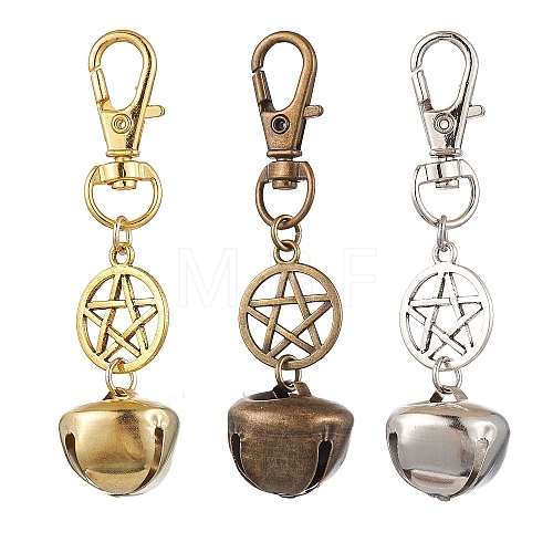 3Pcs 3 Colors Iron Bell Pendant Decoration HJEW-JM02276-1