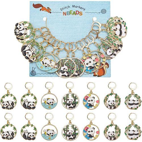 Alloy Enamel Panda Pendant Stitch Markers HJEW-AB00267-1