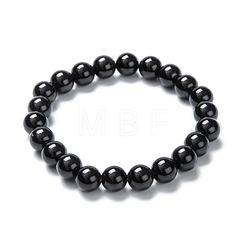 Natural Obsidian Stretch Beaded Bracelets G-A185-01A-1