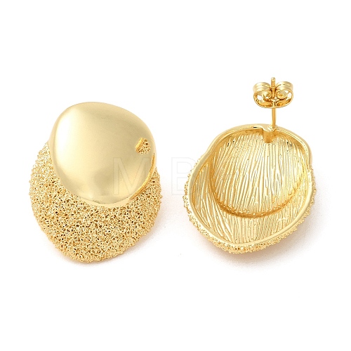 Real 18K Gold Plated Brass Stud Earrings EJEW-G382-10A-G-1