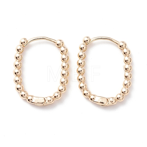 Rack Plating Brass Beaded Oval Huggie Hoop Earrings KK-D069-07G-RS-1
