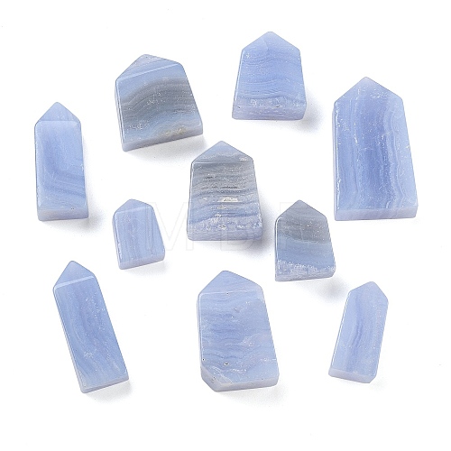 Natural Blue Lace Agate Point Pentagonal Prism Figurines G-G126-01-1