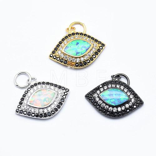 Brass Micro Pave Cubic Zirconia Pendants ZIRC-E126-D-1