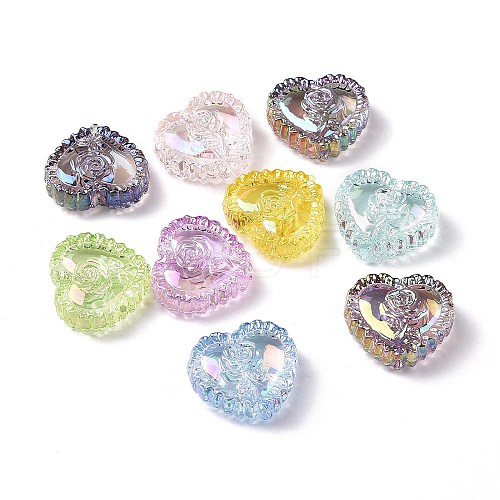 UV Plating Rainbow Iridescent Acrylic Beads X-OACR-P016-02-1