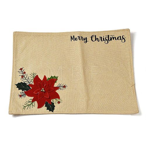Merry Christmas Red Flower Placemat Table Mat Desktop Decoration AJEW-XCP0002-53-1