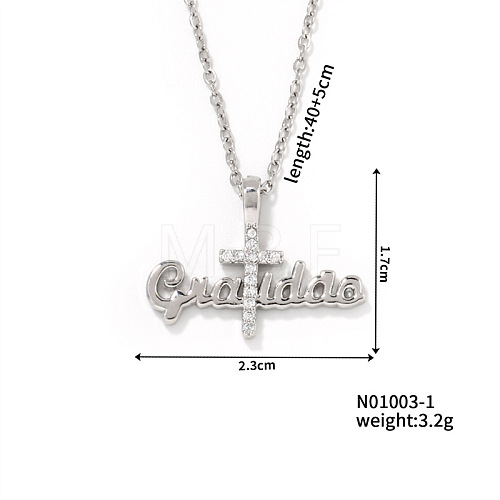 Fashionable Hip-hop Cross Pendant Necklace with Sparkling Rhinestone SP0076-1-1
