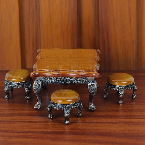 Retro Wood Table & Chair Miniature Ornament Sets PW-WG9E307-02-1