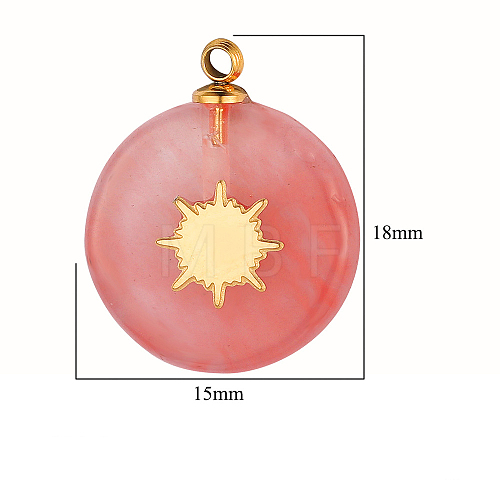 Synthetic Watermelon Stone Glass Pendants FIND-PW0015-02B-04-1