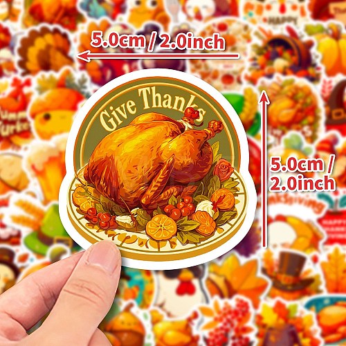 50Pcs Thanksgiving Day Cartoon Paper Self-Adhesive Picture Stickers STIC-C010-03-1
