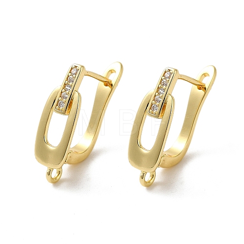 Hollow Oval Rack Plating Brass Micro Pave Cubic Zirconia Hoop Earrings Finding KK-E084-63G-1