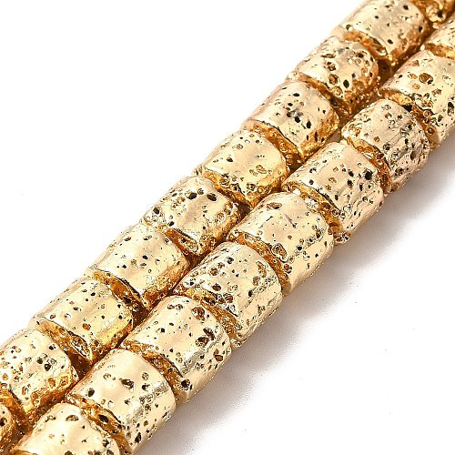 Electroplated Natural Lava Rock Beads Strands G-G984-07KCG-1