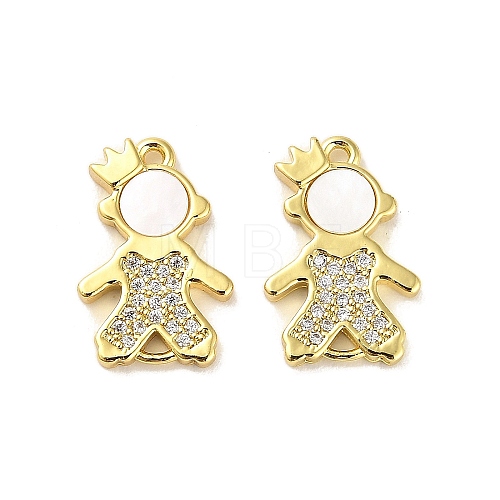 Brass Micro Pave Clear Cubic Zirconia Prince Connector Charms KK-K365-15B-G-1