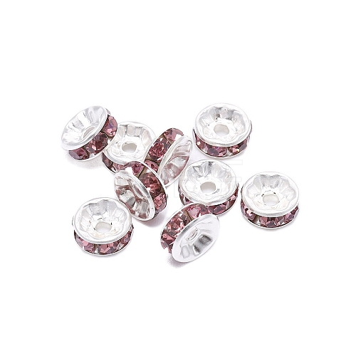 Rondelle Brass Rhinestone Spacer Beads FS-WG29681-37-1