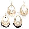 ANATTASOUL 2 Pairs 2 Colors Glass Seed Beaded Teardrop Chandelier Earrings EJEW-AN0002-29-1