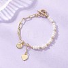 Brass Heart Charms Bracelets BJEW-JB12711-1
