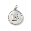 Brass Pave Natural Shell Flat Round with Letter Charms KK-Z115-13P-B-1
