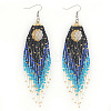Handmade Glass Seed Beads Moon Dangle Earrings PT7673-2