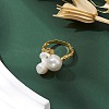 Round Natural Pearl Adjustable Rings RJEW-P113-06G-4