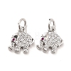 Rack Plating Brass Micro Pave Cubic Zirconia Charms KK-K270-17P-4