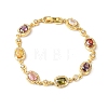 Oval Brass Micro Pave Cubic Zirconia Link Chain Bracelets for Women BJEW-D387-04G-06-4
