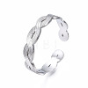 304 Stainless Steel Twist Wrap Open Cuff Ring for Women RJEW-T023-07P-3