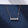 925 Sterling Silver Micro Pave Clear Cubic Zirconia Rectangle Pendant Necklaces for Women NJEW-D316-02P-1