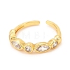 Brass Micro Pave Cubic Zirconia Cuff Ring RJEW-F118-05-2