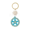 Flat Round & Star Glass Seed Loom Patter Keychain KEYC-MZ00009-02-1