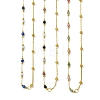 Natural & Synthetic Mixed Gemstone Faceted Round Beads Handmade Link Chain Necklaces with 316 Stainless Steel Chains NJEW-JN06059-2
