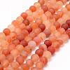 Frosted Natural Red Agate Beads Strands G-F372-8mm-1