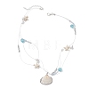 Electroplate Natural Shell Pendant Clear Nylon String 3-Strand Necklaces NJEW-TA00221-4