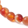 3Pcs 3 Colors Natural Red Agate & Striped Agate/Banded Agate & Peacock Green Agate(Dyed & Heated) & Brass Round Beaded Stretch Bracelet Sets for Women BJEW-JB12265-6