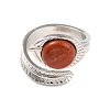 Oval Natural Red Jasper Cuff Ring RJEW-I079-01D-2