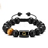 Natural Tiger Eye & Lava Rock Round Beads Adjustable  Bracelets TV6214-17-1