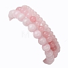 3Pcs Round Natural Rose Quartz Beads Stretch Bracelets BJEW-JB10963-2