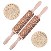 Flower Print Wood Rolling Pin AJEW-WH0314-689A-1-1