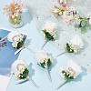 8Pcs Cloth Rose Flower Boutonniere Brooch with Rhinestone AJEW-CP0001-79A-7