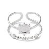 304 Stainless Steel Open Cuff Ring Components STAS-F301-03P-3