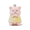Animal Theme Flocky Opaque Resin Pendants RESI-H042-01P-19-1