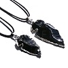 Black Obsidian Arrowhead Pendant Natural Stone Irregular Shield Necklace Jewelry CV2982-2-1