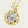 Duo Tone Brass Micro Pave Clear Cubic Zirconia Pendant Necklaces for Women WGA87B1-05-1