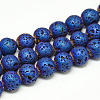 Electroplate Natural Lava Rock Beads Strands X-G-T058-03B-1