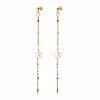 Natural Pearl Beaded Long Chain Dangle Stud Earrings for Women EJEW-JE04820-1