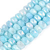 Electroplate Crackle Imitation Jade Glass Beads Strands EGLA-Q135-01A-C03-1